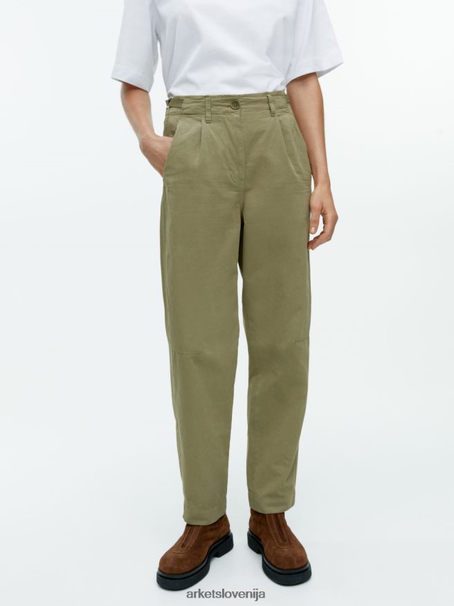 oblačila sl ARKET ženske bombažni chinos hlače z nogami kaki zelena 6X02XV199