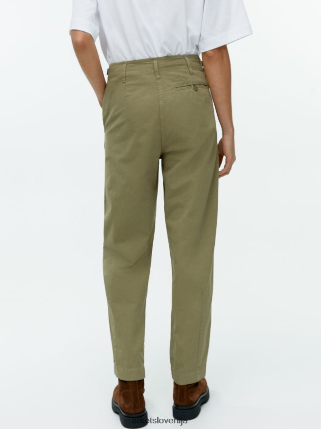 oblačila sl ARKET ženske bombažni chinos hlače z nogami kaki zelena 6X02XV199
