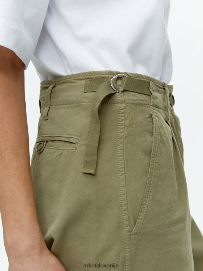 oblačila sl ARKET ženske bombažni chinos hlače z nogami kaki zelena 6X02XV199