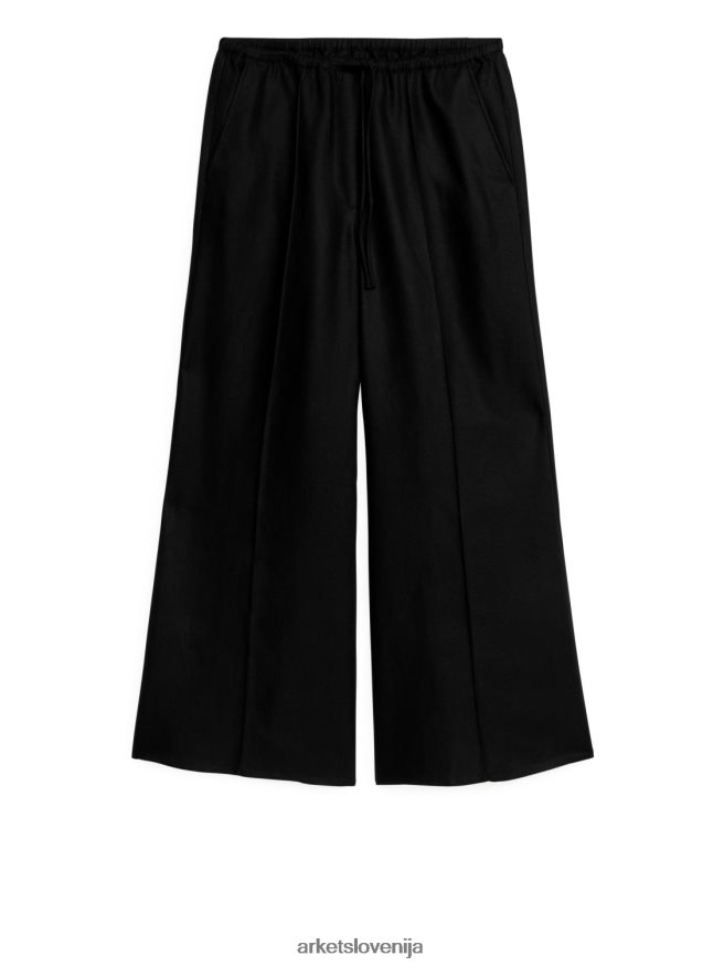 oblačila sl ARKET ženske hlače z zatezno vrvico kick flare Črna 6X02XV180