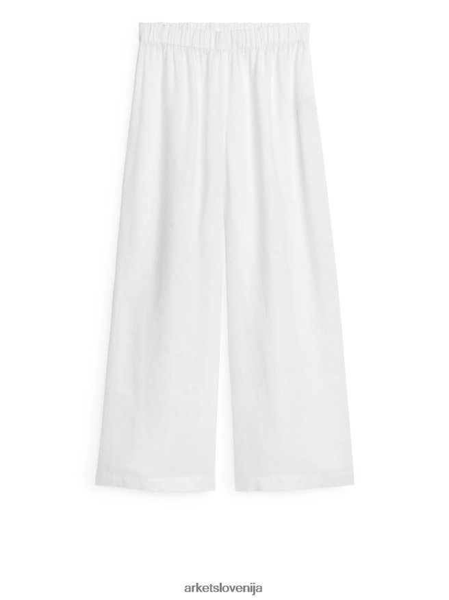 oblačila sl ARKET ženske široke lanene hlače bela 6X02XV198