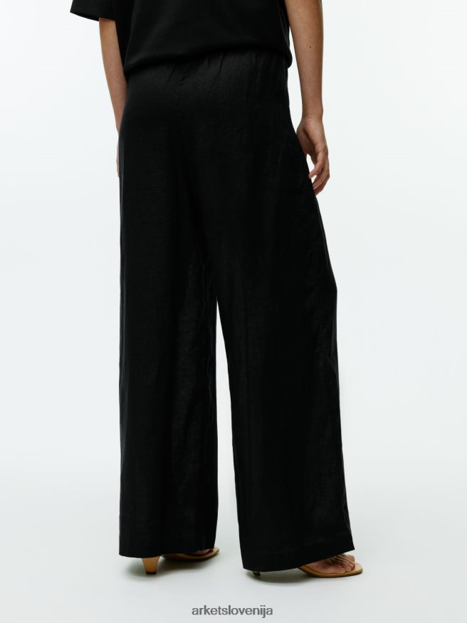oblačila sl ARKET ženske široke lanene hlače Črna 6X02XV169