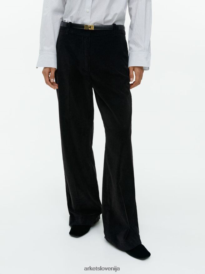 oblačila sl ARKET ženske široke velvet hlače Črna 6X02XV216