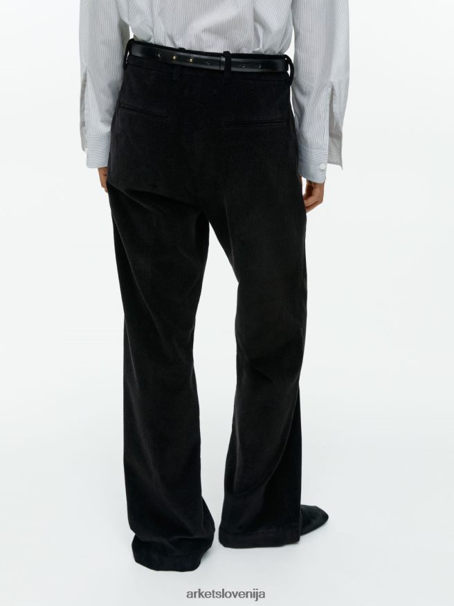 oblačila sl ARKET ženske široke velvet hlače Črna 6X02XV216