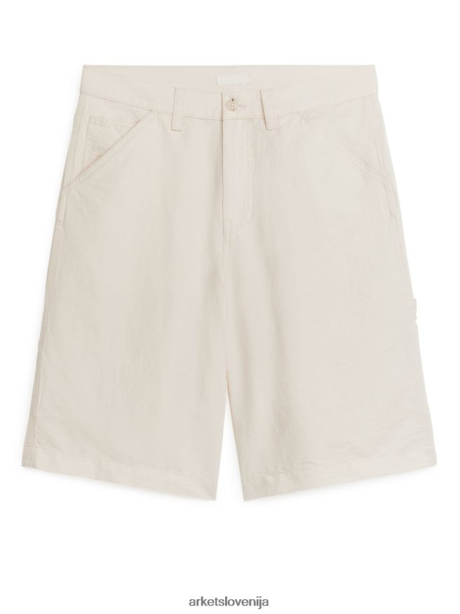 oblačila sl ARKET ženske lanena bombažna delovna oblačila kratke hlače umazano bela 6X02XV188