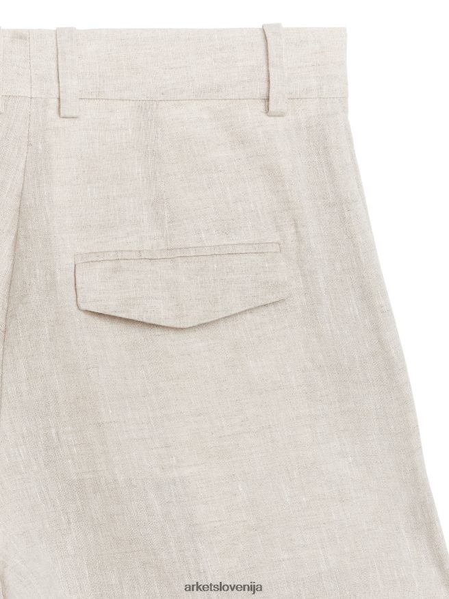 oblačila sl ARKET ženske lanene hlače svetlo bež 6X02XV177
