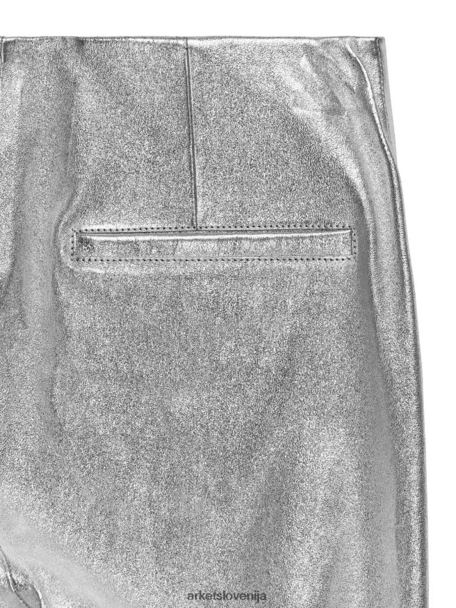 oblačila sl ARKET ženske odrezane hlače iz raztegljivega usnja srebro 6X02XV219