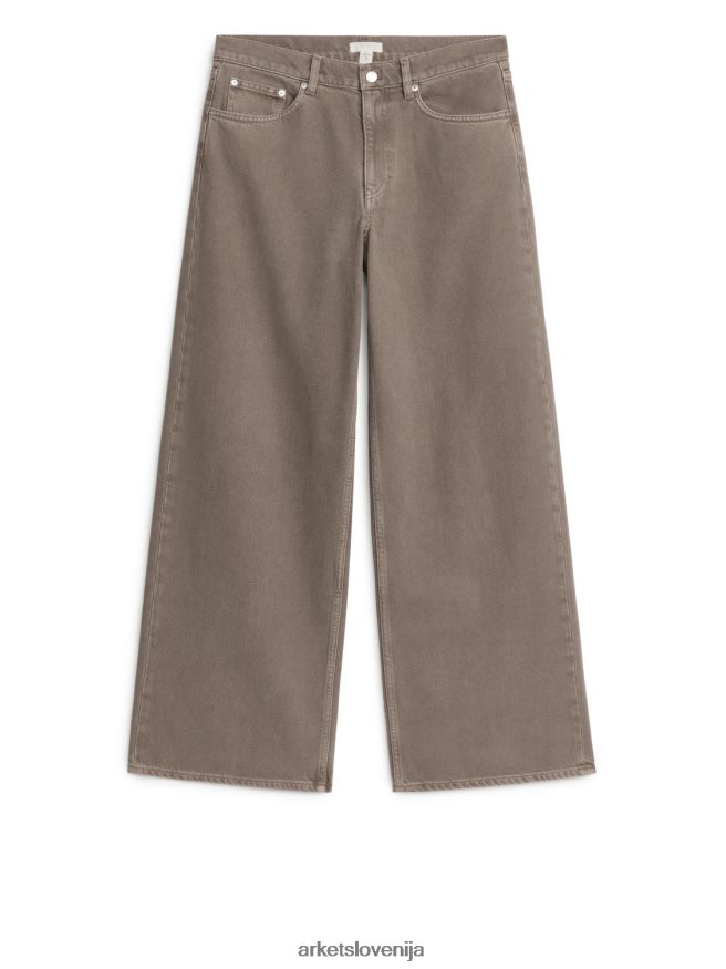 oblačila sl ARKET ženske nizke ohlapne kavbojke v oblaku temno bež 6X02XV160