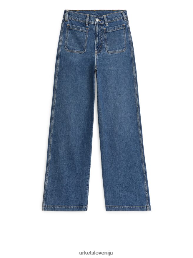 oblačila sl ARKET ženske raztegljive kavbojke lupine z visokim sekljajem modra 6X02XV156