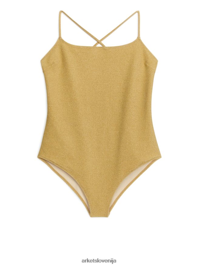 oblačila sl ARKET ženske bleščeče kopalke zlato 6X02XV617