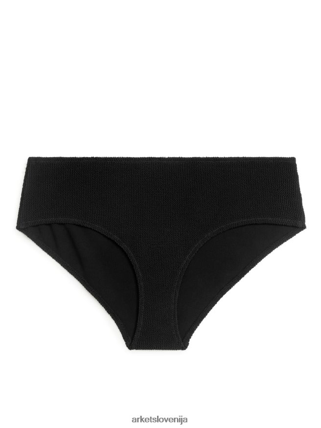 oblačila sl ARKET ženske gubani spodnji del bikinija z nizkim pasom Črna 6X02XV626