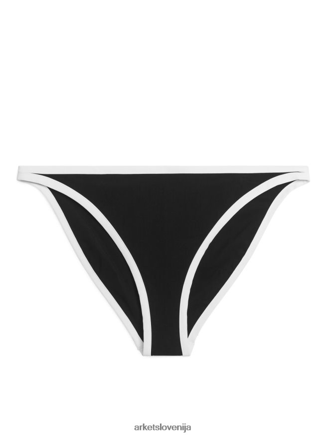 oblačila sl ARKET ženske kontrastno zavezujoč spodnji del bikinija črnobela 6X02XV607