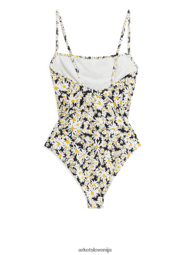 oblačila sl ARKET ženske kopalke s kvadratnim izrezom modra/bela/rumena 6X02XV583