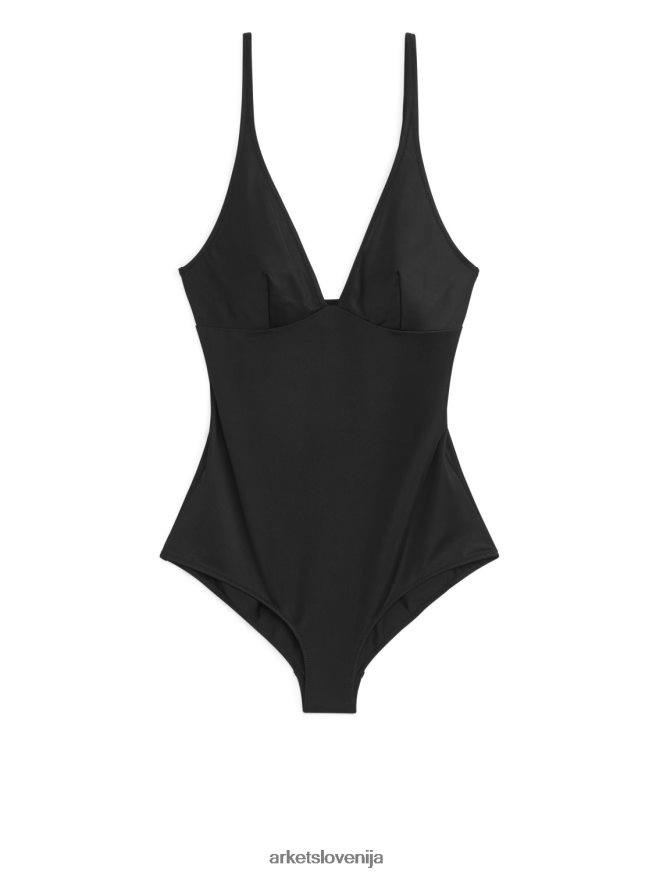 oblačila sl ARKET ženske kopalke z v-izrezom Črna 6X02XV592