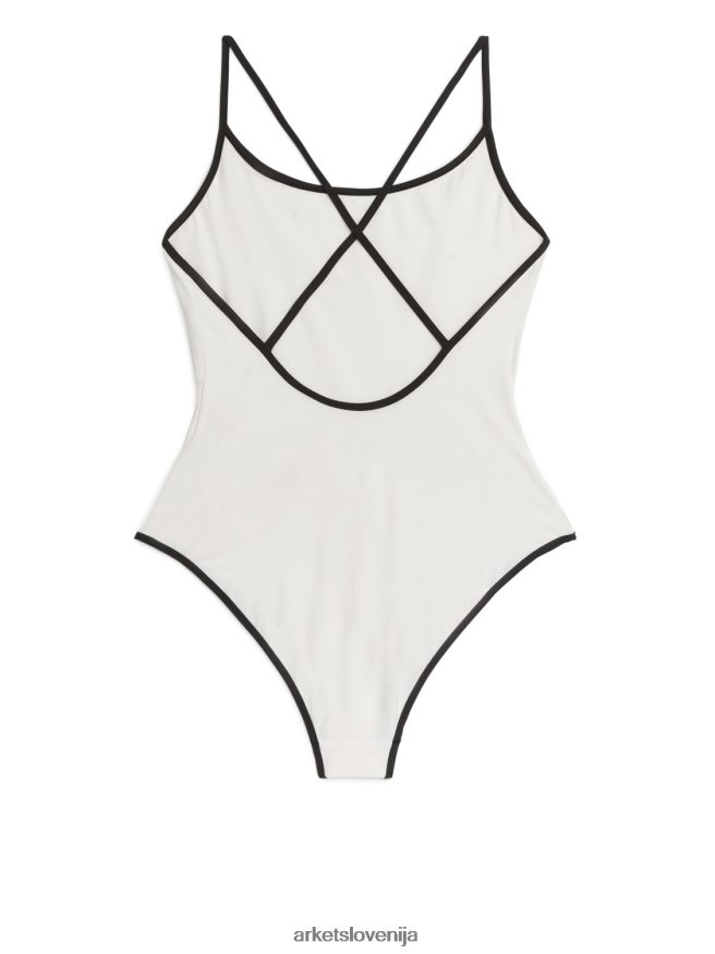 oblačila sl ARKET ženske mat kopalke umazano bela/črna 6X02XV584