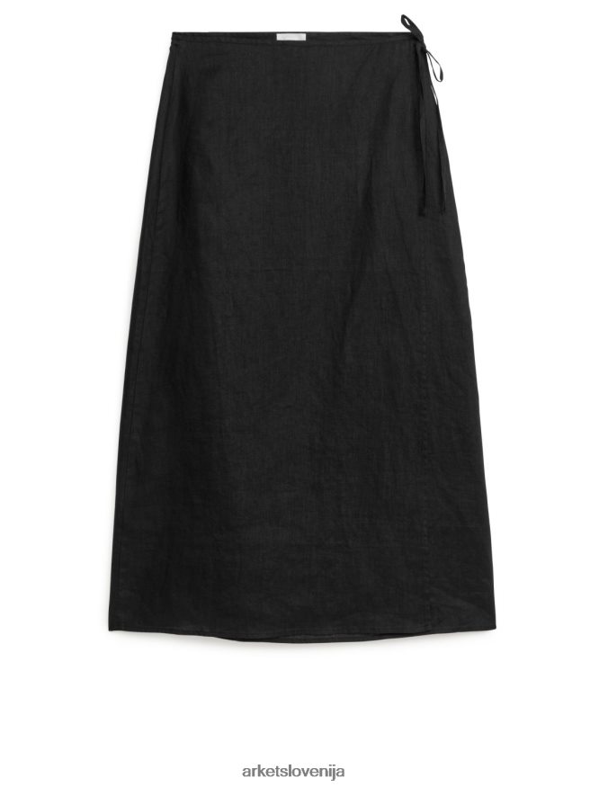 oblačila sl ARKET ženske krilo iz lanu Črna 6X02XV256