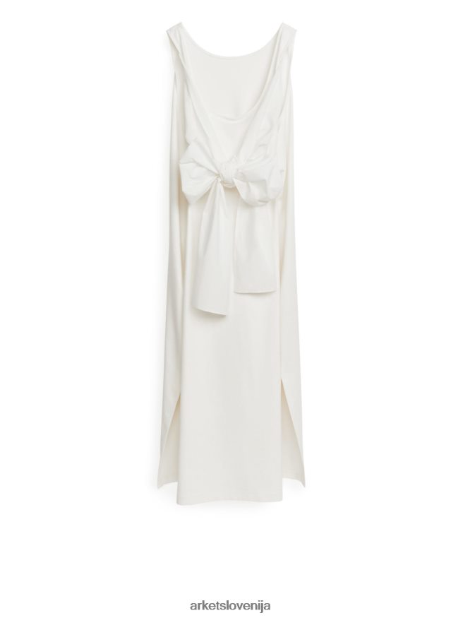 oblačila sl ARKET ženske obleka iz džersija s poplinom bela 6X02XV70