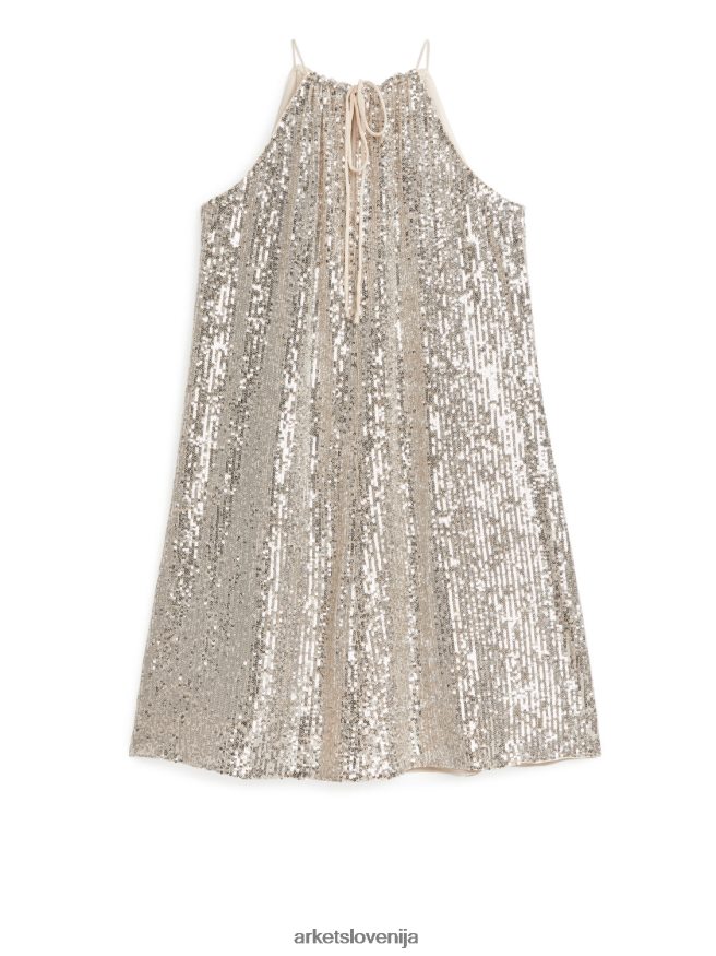 oblačila sl ARKET ženske obleka z bleščicami srebro 6X02XV79