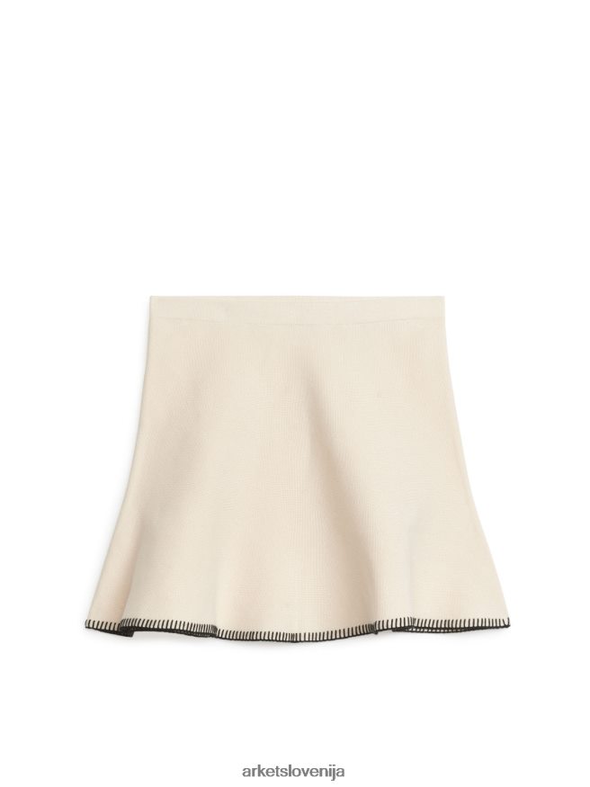 oblačila sl ARKET ženske pleteno mini krilo umazano bela/črna 6X02XV264