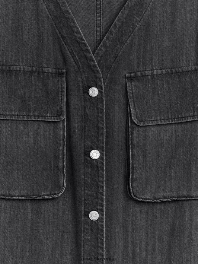 oblačila sl ARKET ženske uporabna obleka iz jeansa oprano črno 6X02XV84