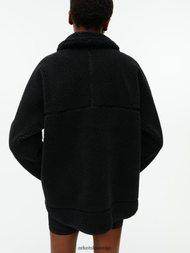 oblačila sl ARKET ženske jakna z visokim ovratnikom Črna 6X02XV483