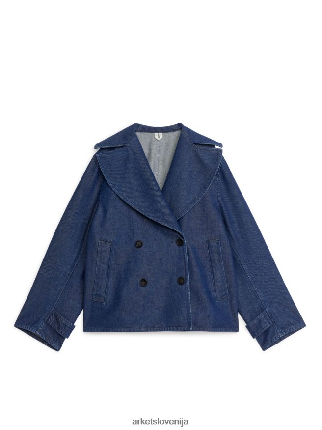 oblačila sl ARKET ženske jeans jakna z dvojnim zapenjanjem temno modra 6X02XV466