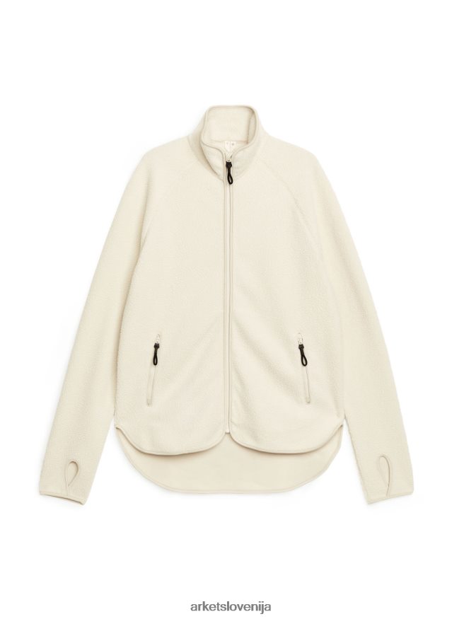 oblačila sl ARKET ženske jopič z zadrgo iz flisa umazano bela 6X02XV481