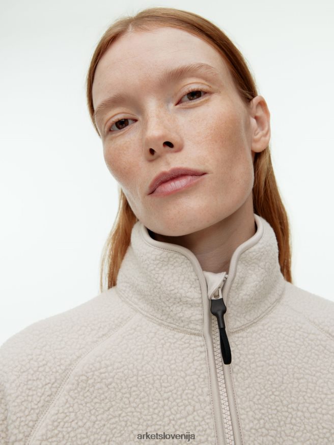 oblačila sl ARKET ženske jopič z zadrgo iz flisa umazano bela 6X02XV481