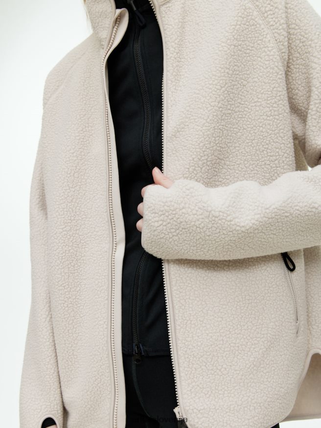 oblačila sl ARKET ženske jopič z zadrgo iz flisa umazano bela 6X02XV481