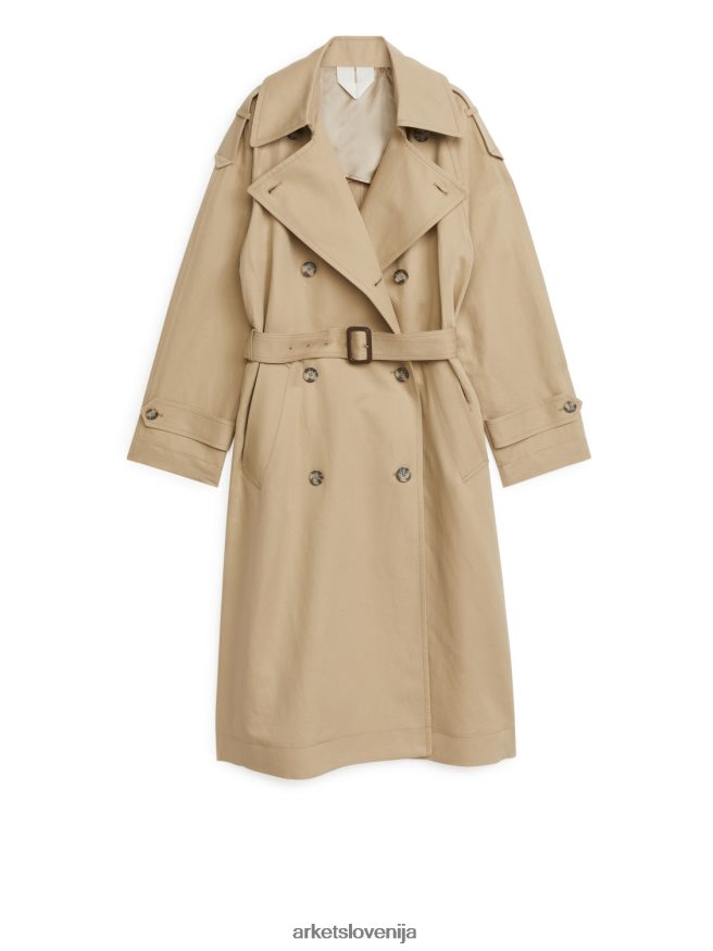 oblačila sl ARKET ženske plašč iz lanu in bombaža bež 6X02XV460
