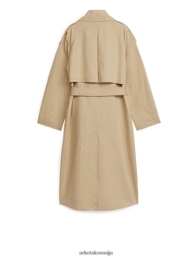 oblačila sl ARKET ženske plašč iz lanu in bombaža bež 6X02XV460