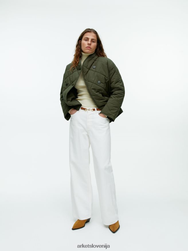 oblačila sl ARKET ženske prešita jakna s šal ovratnikom temno kahki zelena 6X02XV450