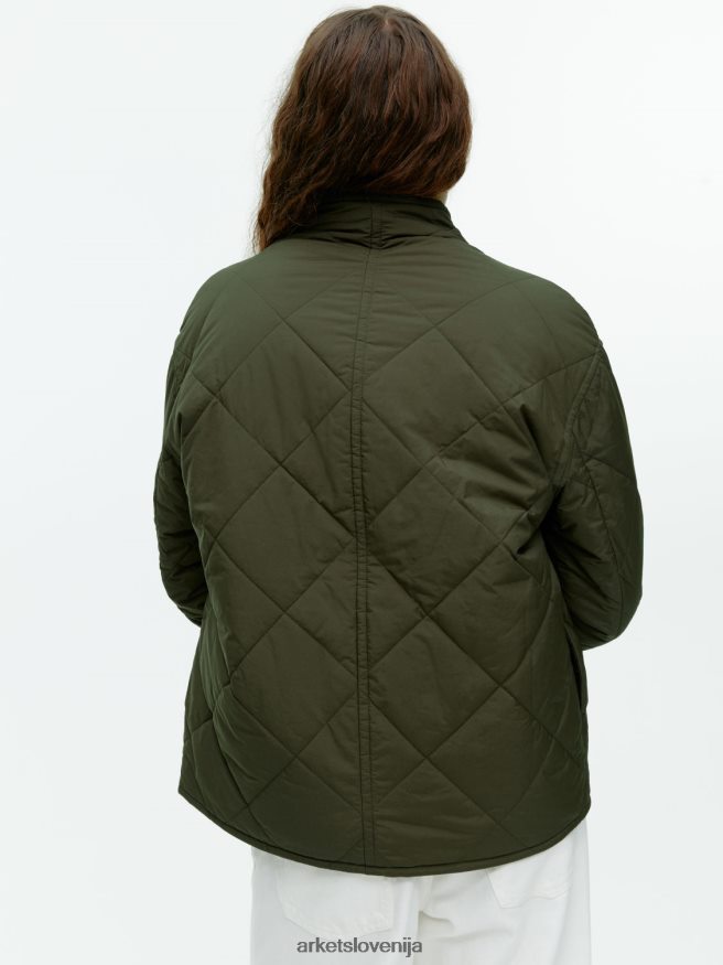 oblačila sl ARKET ženske prešita jakna s šal ovratnikom temno kahki zelena 6X02XV450