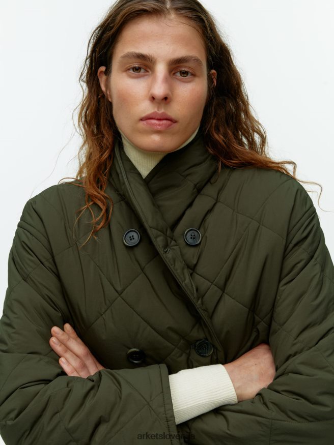 oblačila sl ARKET ženske prešita jakna s šal ovratnikom temno kahki zelena 6X02XV450