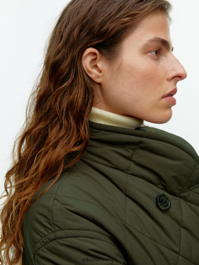 oblačila sl ARKET ženske prešita jakna s šal ovratnikom temno kahki zelena 6X02XV450