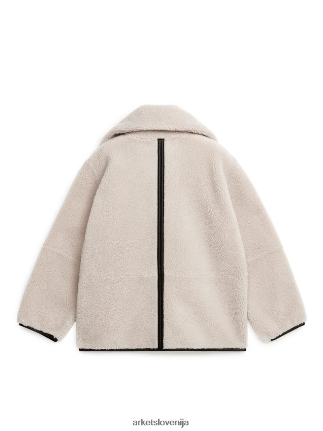 oblačila sl ARKET ženske usnjena jakna z detajli svetlo bež/črna 6X02XV477