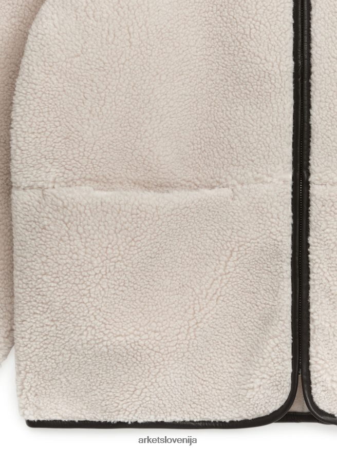 oblačila sl ARKET ženske usnjena jakna z detajli svetlo bež/črna 6X02XV477