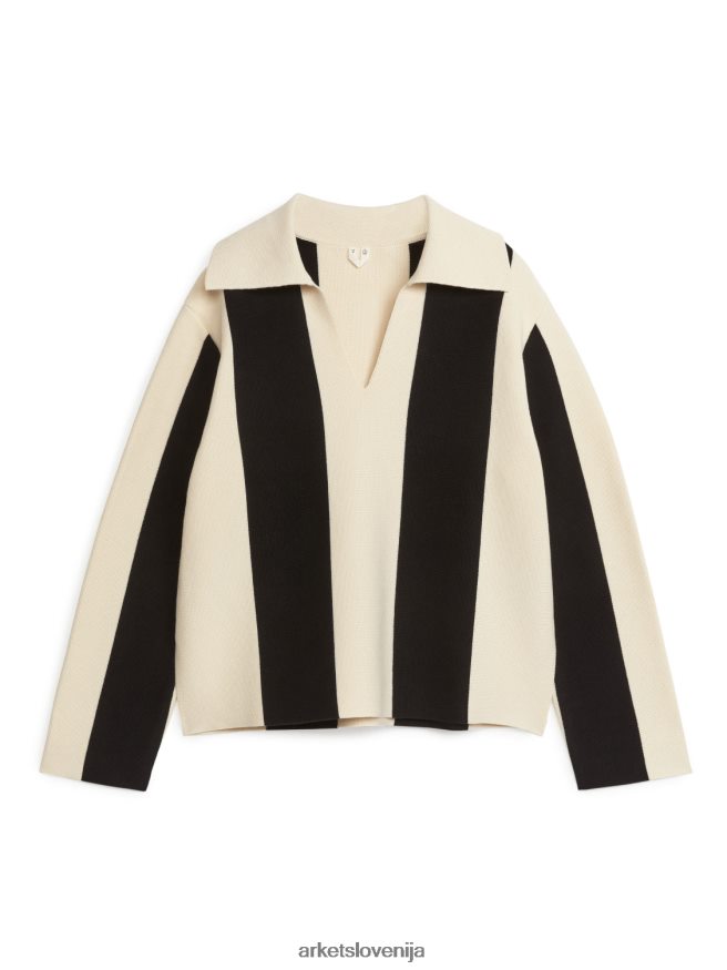 oblačila sl ARKET ženske bombažni jopič črna/umazano bela 6X02XV412