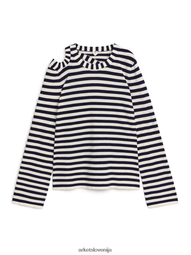 oblačila sl ARKET ženske izrezan skakalec umazano bela/črna 6X02XV414