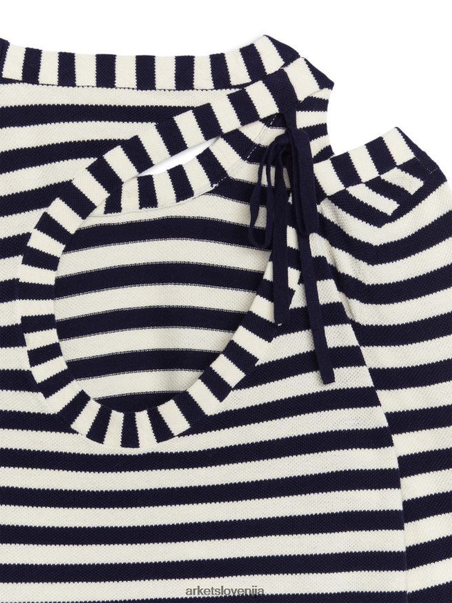 oblačila sl ARKET ženske izrezan skakalec umazano bela/črna 6X02XV414