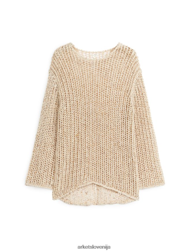 oblačila sl ARKET ženske odprto pleten pulover bež 6X02XV513