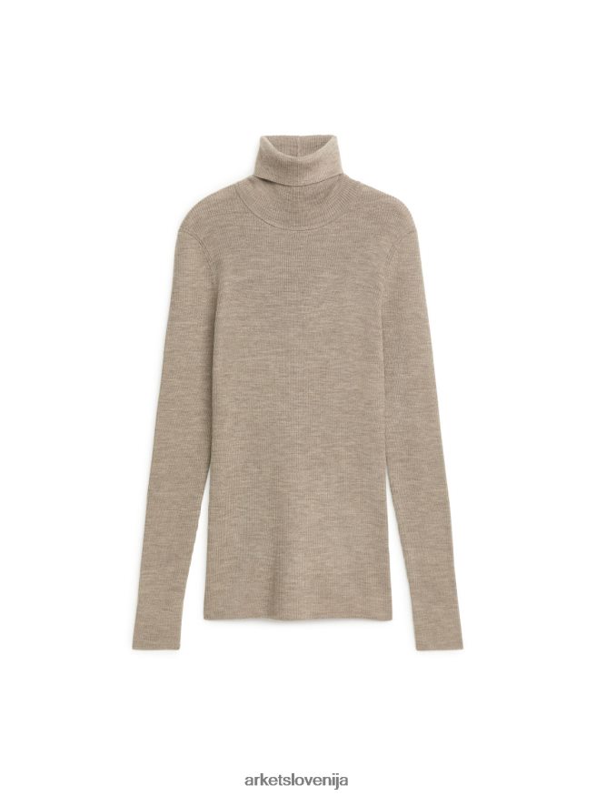 oblačila sl ARKET ženske ovratnik iz merino volne bež melanž 6X02XV350