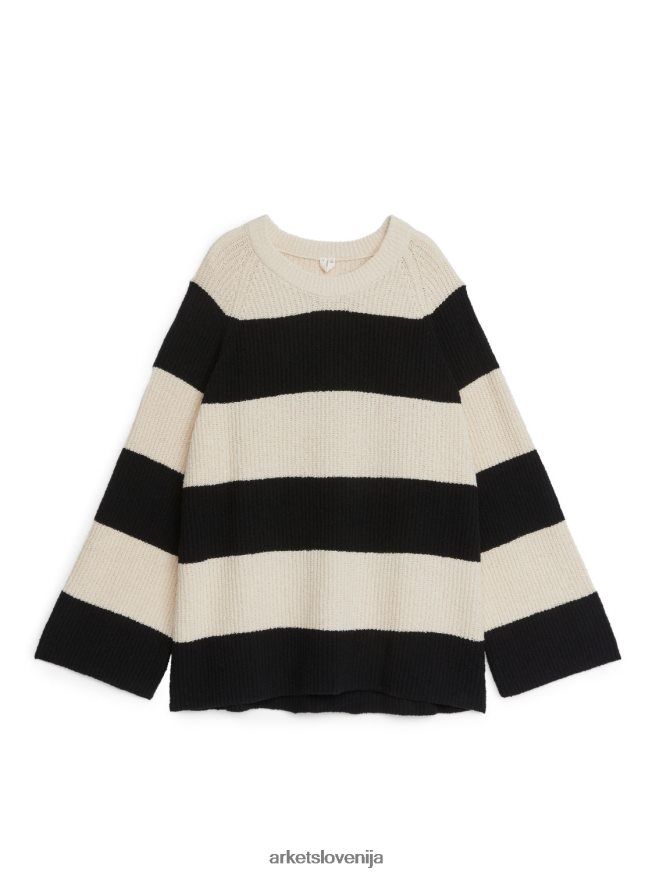oblačila sl ARKET ženske pulover iz mešanice bombaža črnobela 6X02XV399