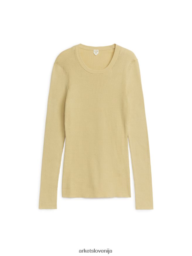 oblačila sl ARKET ženske rebrast bombažni pulover vanilija 6X02XV409