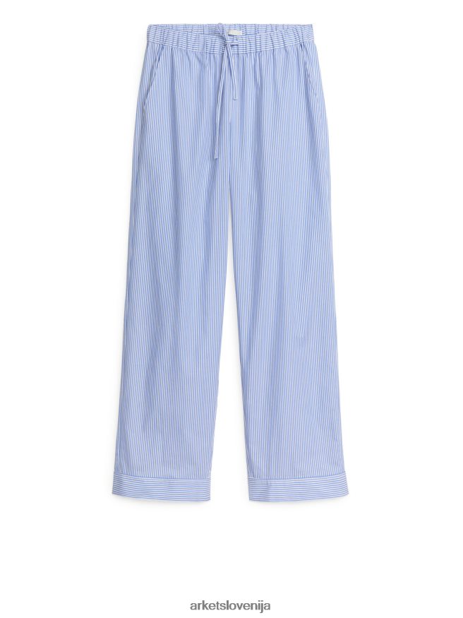 oblačila sl ARKET ženske pižama hlače iz poplina modra/bela 6X02XV527
