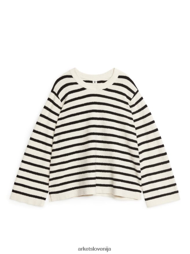 oblačila sl ARKET ženske pulover iz buklejev umazano bela/črna 6X02XV406