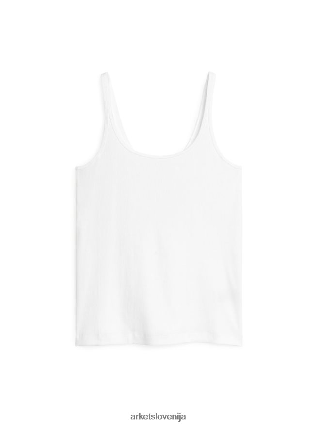 oblačila sl ARKET ženske rebrast brezrokavnik bela 6X02XV282