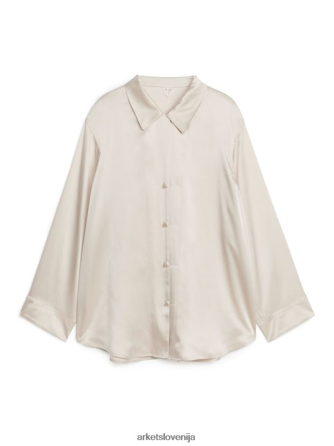 oblačila sl ARKET ženske svilena srajca bež 6X02XV517