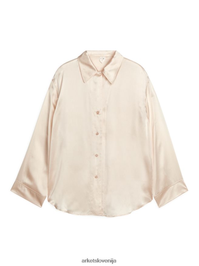 oblačila sl ARKET ženske svilena srajca umazano bela 6X02XV528