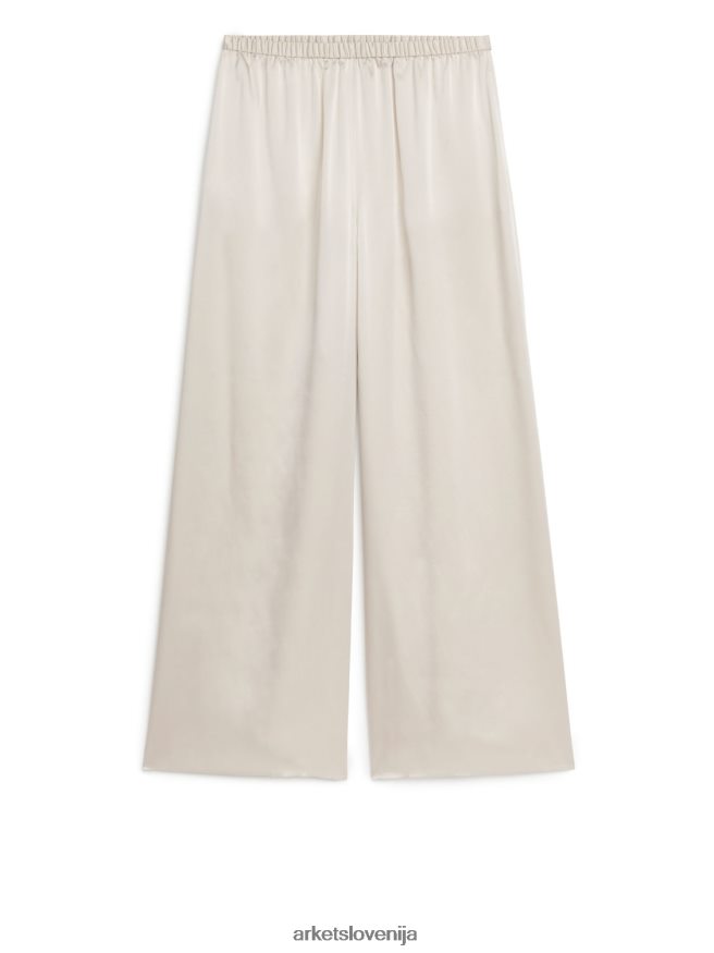 oblačila sl ARKET ženske svilene hlače svetlo bež 6X02XV516